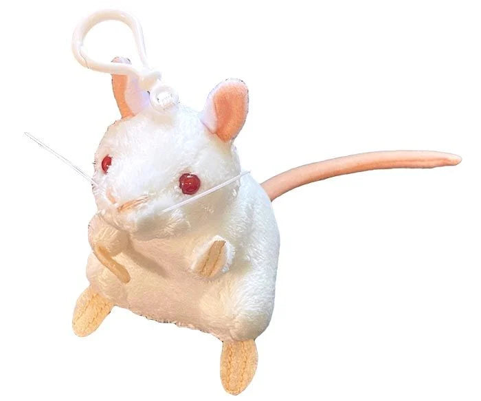 White Lab Mouse key chain