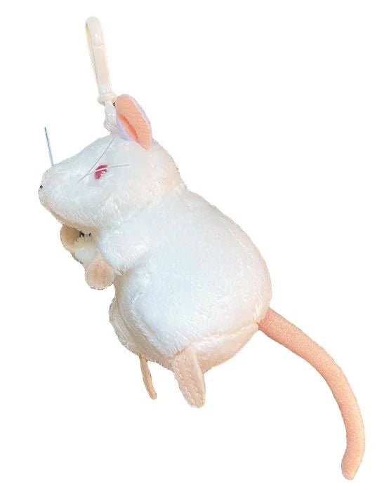 White Lab Mouse key chain